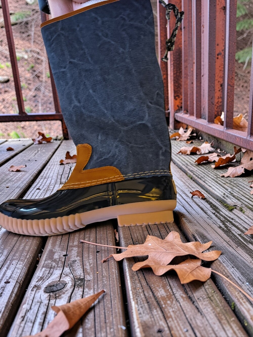 Women's  Two-Tone Blue Jean and Tan Casual Jeans Boot